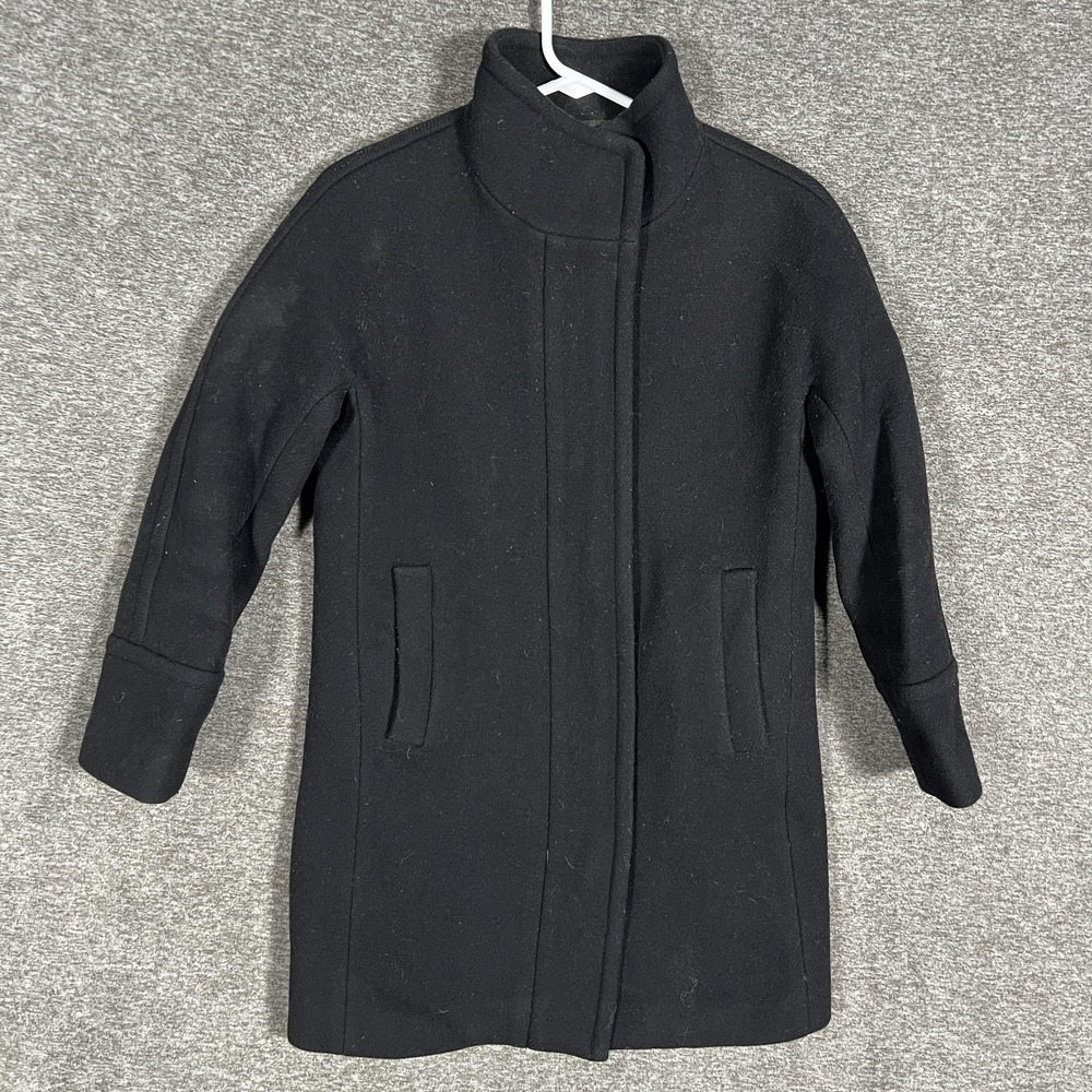 J Crew‎ Stadium Cloth Coat Womens 0P Black Nello Gori Wool Long Winter Coat
